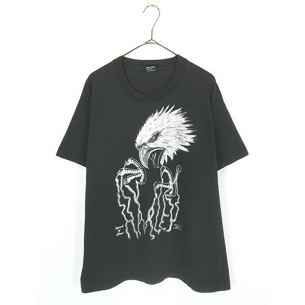 古着 80s USA製 Spark of Class イーグル サンダー モノクロ Tシャツ XL 古着 古着 80s USA製 Spark of Class イーグル サンダー モノクロ Tシャツ