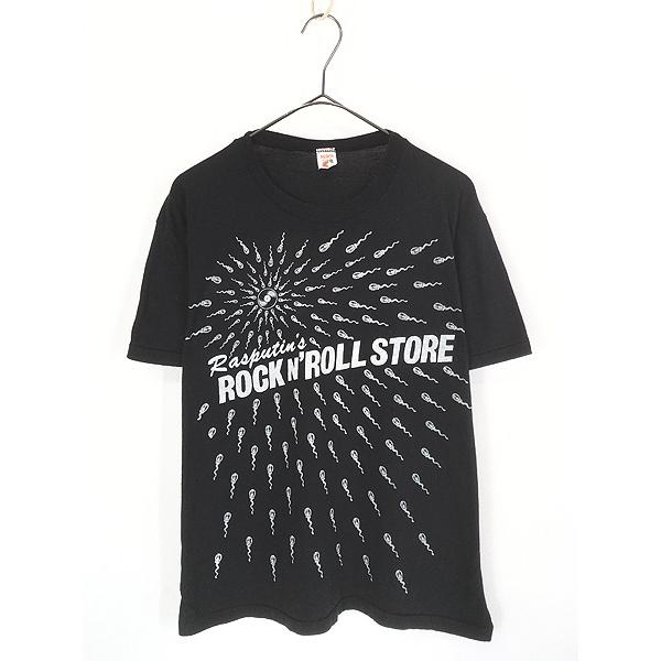 古着 80s USA製 Rasputin’s ROCK N’ROLL STORE レコード ギター ミュージック エロ Tシャツ L 古着 80s USA製 Rasputin's ROCK N'ROLL STORE レコード ギター