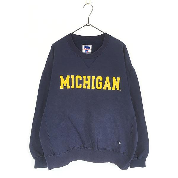 古着 90s USA製 Russell Pro Cotton 「MICHIGAN」 カレッジ 前V