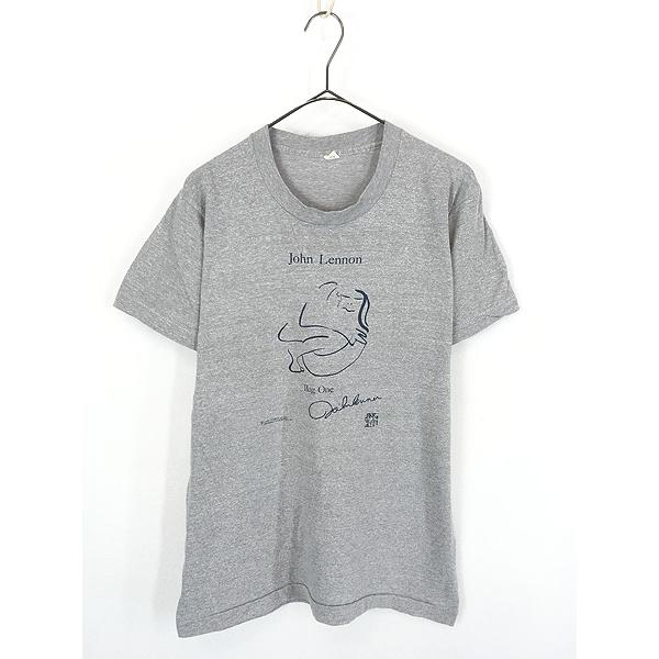 古着 80s USA製 John Lennon 蛇雲玲音 「Bag One」 ドローイング アート ミュージック Tシャツ L 古着 80s USA製 John Lennon 蛇雲玲音 「Bag One」 ドローイング