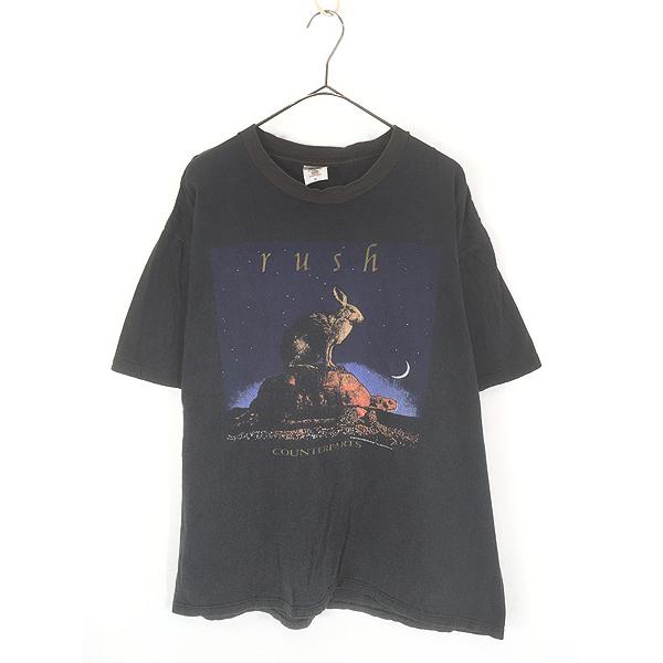 古着 90s ラッシュ トラヴィス着用 半袖 シャツ ロック バンド ブラック⑧ 古着 90s USA製 RUSH 「COUNTERPARTS」 ツアー プログレ ヘヴィ