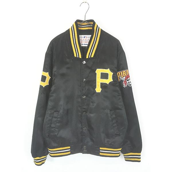 古着 90s MLB Pittsburgh Pirates パイレーツ パデッド 光沢 サテン