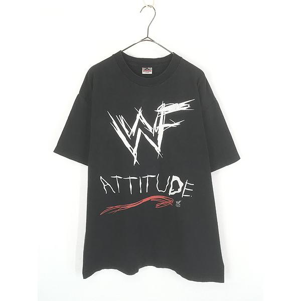 古着 90s WWF ATTITUDE プロレス 格闘技 TV ゲーム プロモ Tシャツ XL