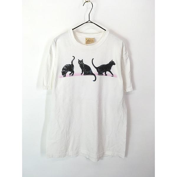 レディース 古着 THE MOUNTAIN 黒猫 ねこちゃん アニマル デザイン