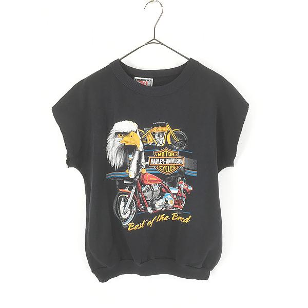 レディース 古着 80s HARLEY DAVIDSON イーグル バイク カットオフ