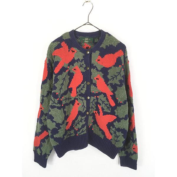 レディース 古着 90s ORVIS 鳥 バード アニマル 総柄 麻 コットン