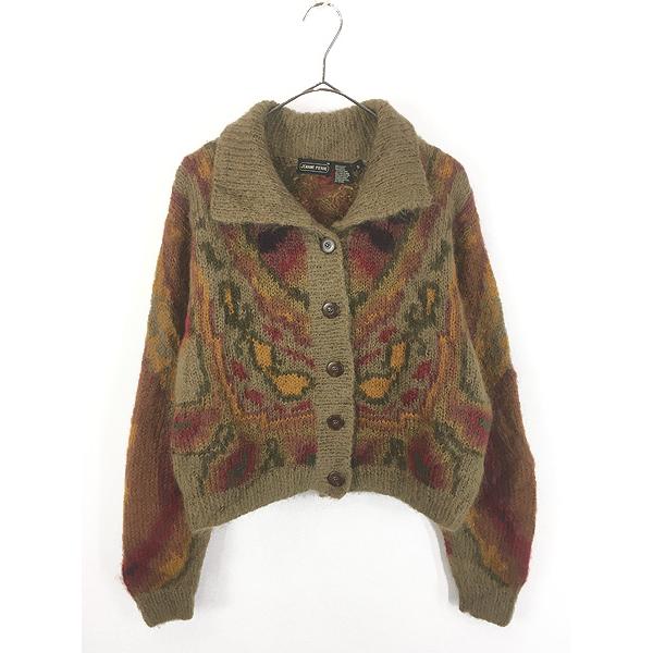 レディース 古着 90s JEANNE PIERRE オリエンタル 模様 モヘア ニット 