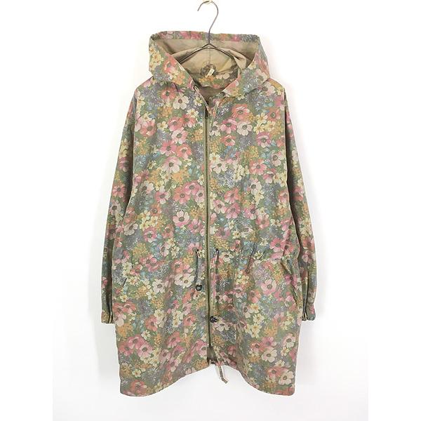 レディース 古着 90s 花 フラワー 総柄 ライト モッズ パーカー コート S 古着 レディース 古着 90s 花 フラワー 総柄 ライト モッズ パーカー コート