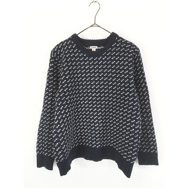 レディース 古着 LL Bean バーズアイ ヘビー ウール ニット セーター 紺 XL レディース 古着 LL Bean バーズアイ ヘビー ウール ニット セーター