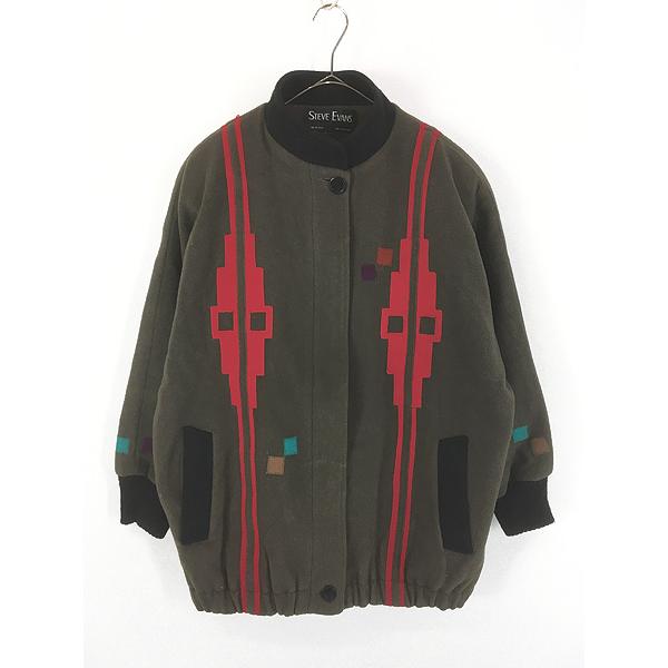 レディース 古着 80s USA製 STEVE EVANS ネイティブ モンドリアン風 