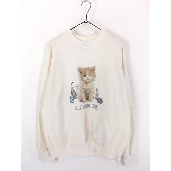 レディース 古着 90s Lee 「BAD HAIR DAY」 猫 アニマル プリント