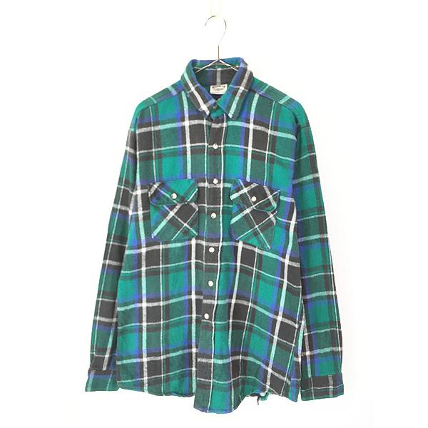 古着 90s FIVE BROTHER 好配色 グリーン チェック ヘビー フランネル