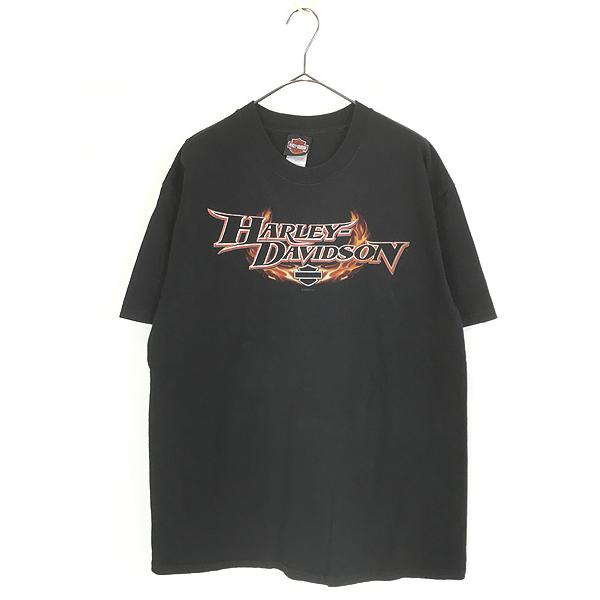 古着 00s USA製 HARLEY DAVIDSON ファイヤー V2 エンジン Tシャツ L