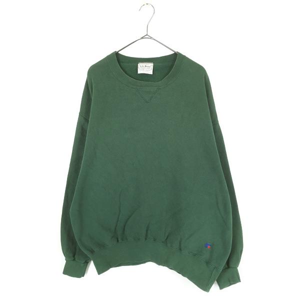 古着 90s USA製 LL Bean × Russell Wネーム 無地 ソリッド 前V ヘビー