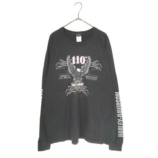 古着 10s HARLEY DAVIDSON 110th アニバーサリー イーグル 長袖 T 