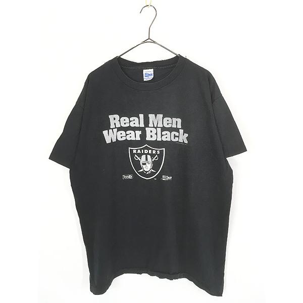 USA製 90sレイダース全面総柄ビッグプリントTシャツ　Raiders 90s USA製 NFL RAIDERS レイダース 半袖Tシャツ | 黒 L - 札幌