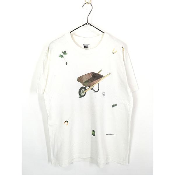古着 90s USA製 rel e vant products 畑 植物 虫 総柄 フォト アート T 