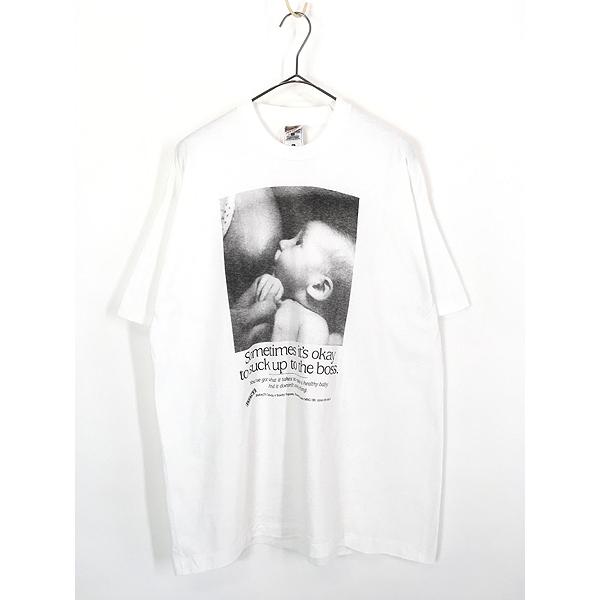 古着 90s Canada製 INFACT Canada 赤ちゃん モノクロ フォト アート