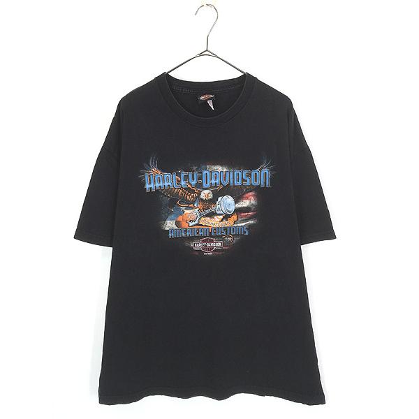 古着 10s HARLEY DAVIDSON イーグル 星条旗 フラッグ エンジン