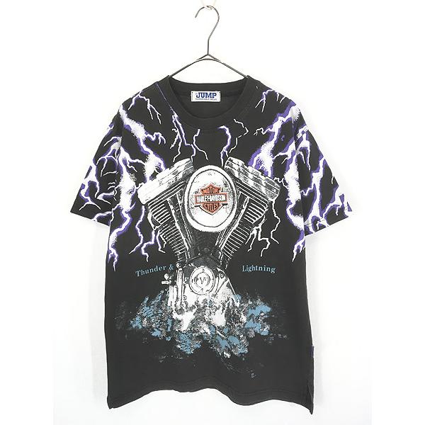 『入手困難』90s ハーレーダビッドソン ヴィンテージTシャツ 古着 サンダー 古着 90s Harley Davidson Thunder & lightning Tee L ハーレー