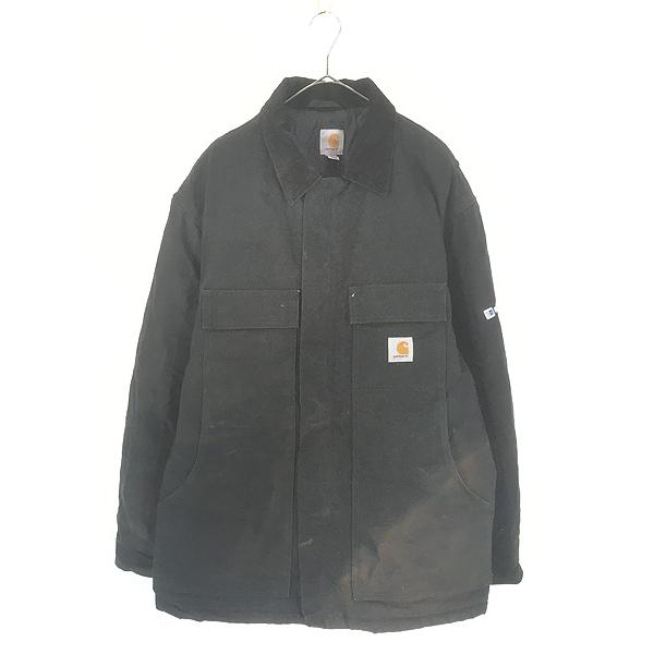 古着 Carhartt BLK ブラック ダック パデット トラディショナル コート XL 古着 Carhartt BLK ブラック ダック パデット トラディショナル コート