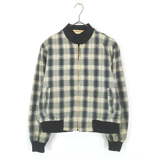 古着 50s PENNEY'S 好配色 オンブレ シャドー チェック フルジップ コットン ジャケット ブルゾン 40 古着 50s PENNEY'S 好配色 オンブレ シャドー チェック フルジップ
