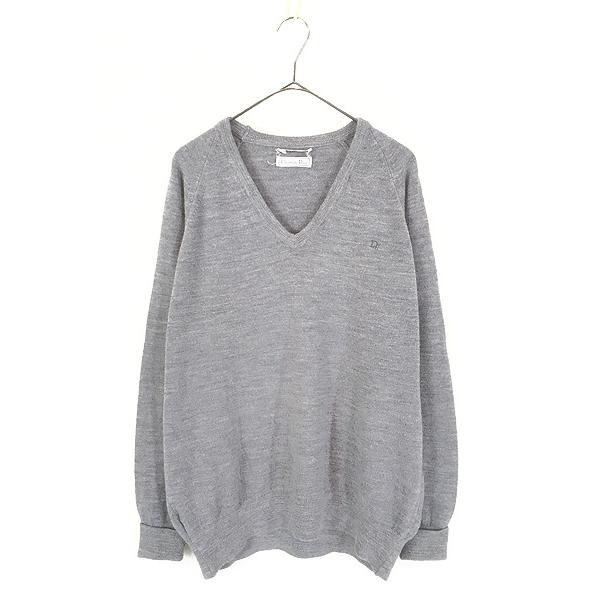 80s-90s Christian Dior アクリルニット USA製 Vネック 古着 80s USA製 Christian Dior ワンポイント Vネック アクリル ニット