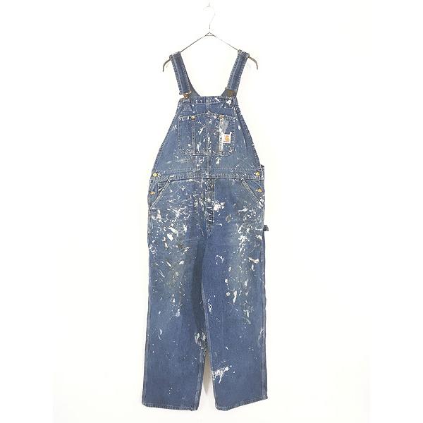 古着 Carhartt DST ペンキ デニム ワーク オーバーオール W42 L31