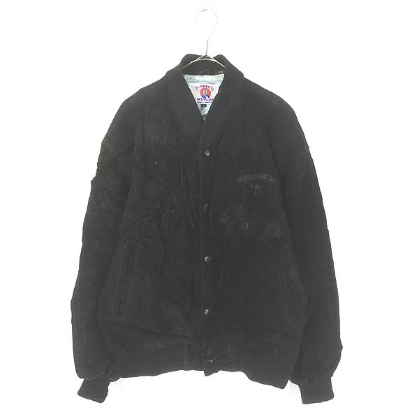 古着 90s CAMEL キャメル ワンポイント 刺しゅう 本革 スエード オール