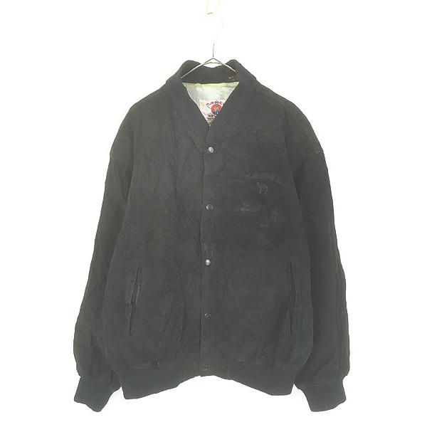 古着 90s CAMEL キャメル ワンポイント 刺しゅう 本革 スエード オールレザー ジャケット L?A 古着 90s CAMEL キャメル ワンポイント 刺しゅう 本革 スエード オール