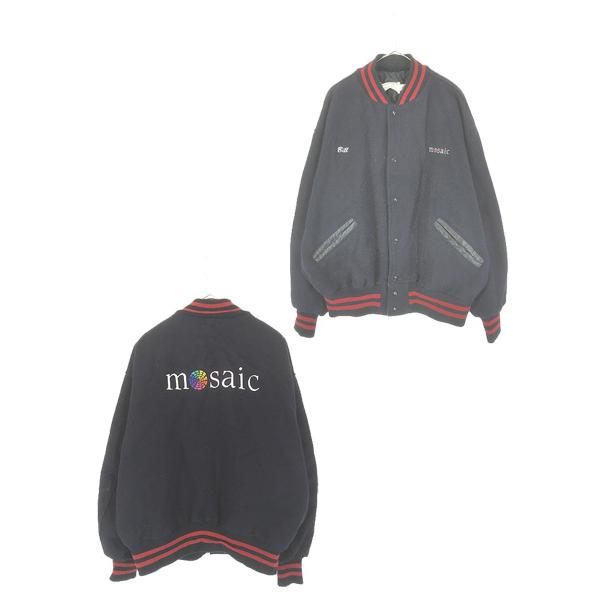 古着 80s USA製 「mosaic」 モザイク メルトン ウール スタジアム ジャケット スタジャン XL 古着 80s USA製 「mosaic」 モザイク メルトン ウール スタジアム