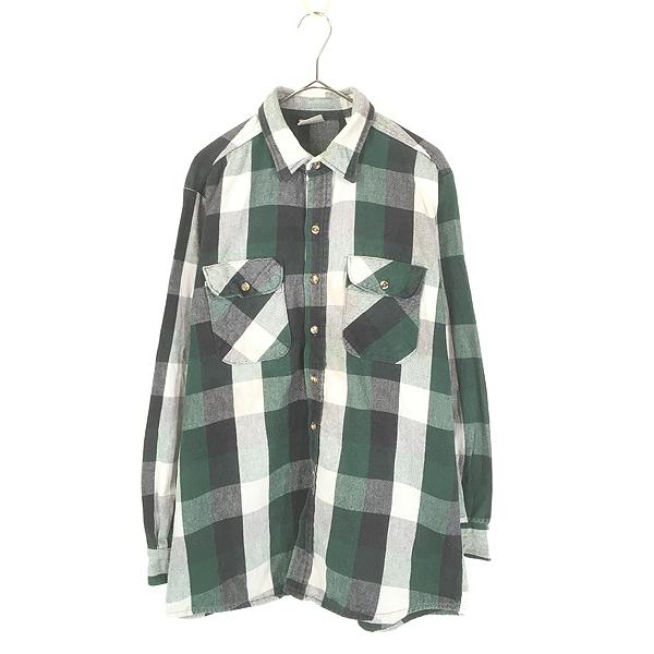 古着 90s USA製 FIVE BROTHER TALLMAN グリーン ブロック チェック ヘビー フランネル シャツ ヘビネル L 古着 90s USA製 FIVE BROTHER TALLMAN グリーン ブロック チェック