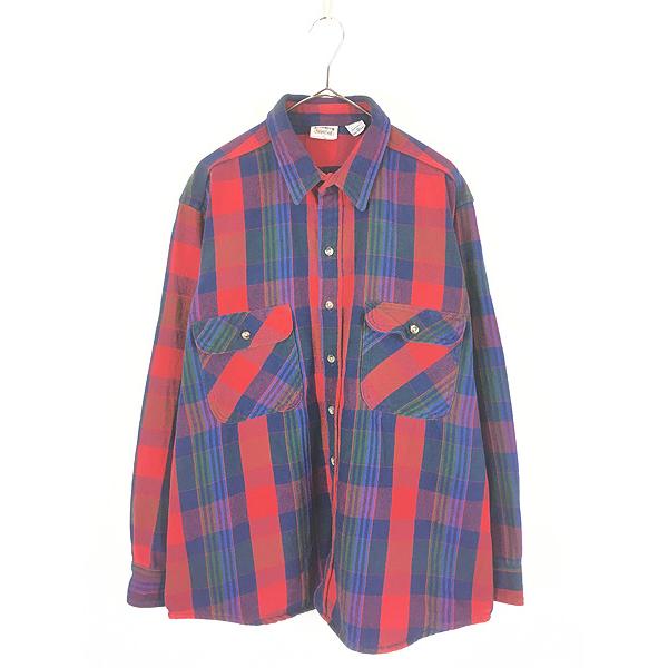 古着 90s FIVE BROTHER カラフル チェック ヘビー フランネル シャツ