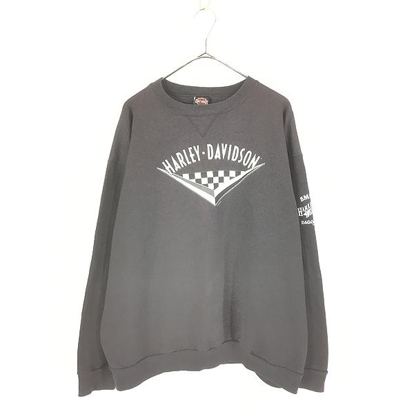 古着 90s USA製 HARLEY DAVIDSON チェッカー ロゴ スウェット