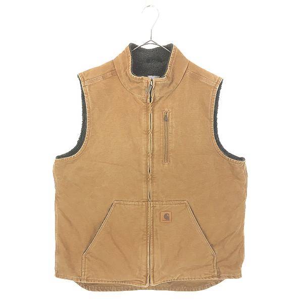 古着 Carhartt 裏ボア ブラウン ダック ハイネック ベスト L Tall