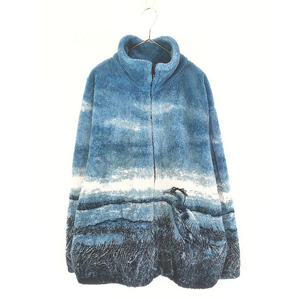 古着 90s USA製 Adventure Pass 鳥 鷺 サギ アニマル フリース ジャケット XL 古着 90s USA製 Adventure Pass 鳥 鷺 サギ アニマル フリース