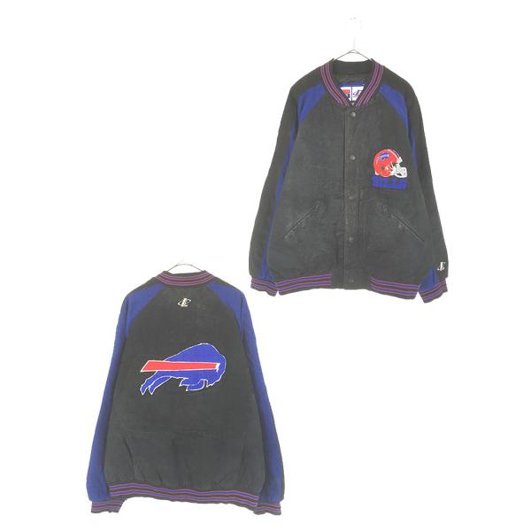 古着 90s NFL Buffalo Bills ビルズ 本革 レザー × ウール スタジャン