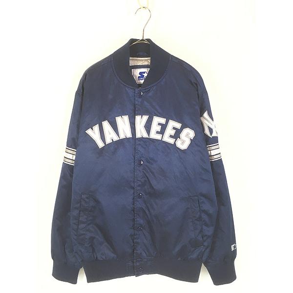 古着 90s- STARTER MLB NY Yankees ヤンキース パデッド 光沢 サテン