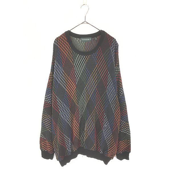 古着 90s Canada製 TUNDRA カラフル ダイヤ アート コットン ニット
