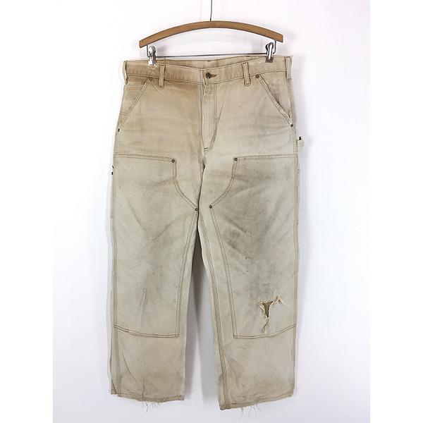 古着 00s USA製 Carhartt BRN フェード ブラウン ダック Wニー ワーク ペインター パンツ W37 L28 古着 00s USA製 Carhartt BRN フェード ブラウン ダック Wニー ワーク
