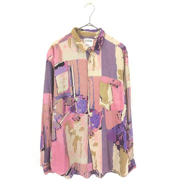古着 90s COSI ペイント グラフィック アート 総柄 100% レーヨン