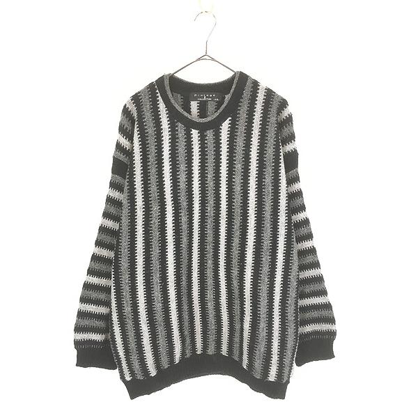 古着 90s USA製 Protege モノクロ ストライプ アート アルパカ ニット