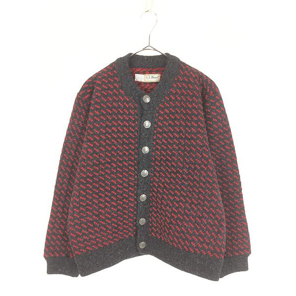古着 80s ノルウェー製 LL Bean チャコール×レッド バーズアイ ヘビー