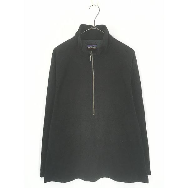 古着 99s USA製 Patagonia 「MICRO D-LUXE」 ハーフジップ ライト フリース ジャケット トップス ブラック M 古着 99s USA製 Patagonia 「MICRO D-LUXE」 ハーフジップ ライト