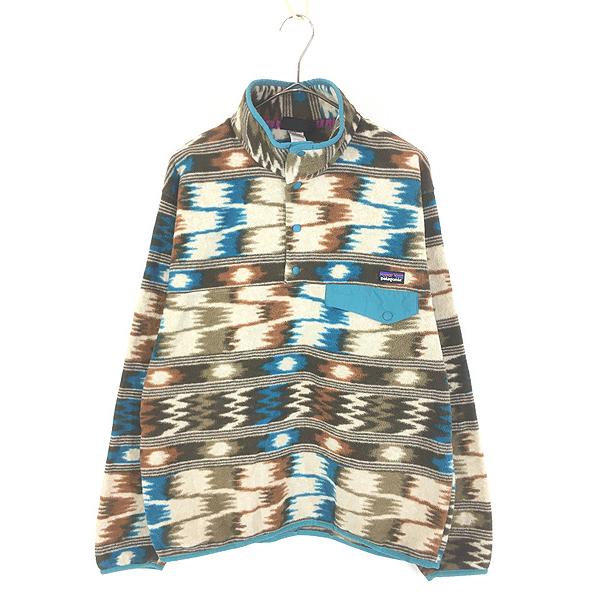 古着 14s Patagonia ネイティブ サイケ ボーダー 総柄 スナップT