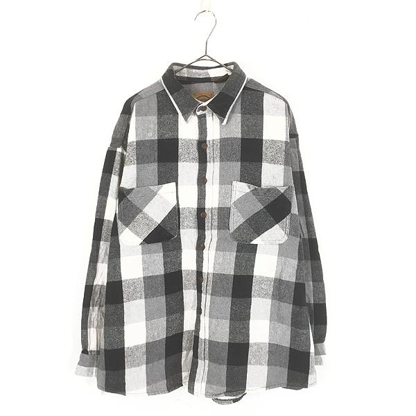 古着 90s St John's Bay ブラック × グレー ホワイト ブロック