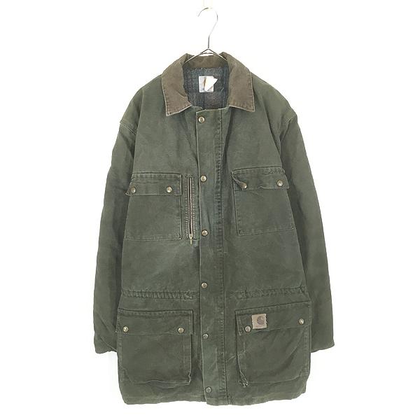 古着 80s USA製 Carhartt 裏地 ブランケット モスグリーン ダック 5