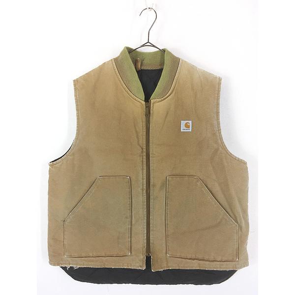 古着 Carhartt フェード ダークブラウン ダック 首リブ 腰ゴム