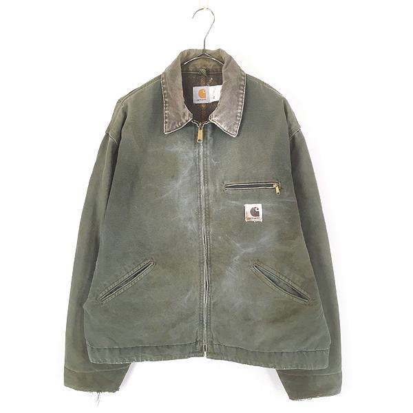 古着 90s USA製 Carhartt 裏地 チェック ブランケット モス