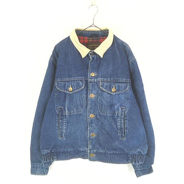 古着 80s Eddie Bauer ブランケット ライナー 濃紺 デニム トラッカー